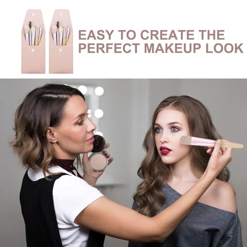 Travel Size Makeup Brush Set - Ivory Beige, 15 Pieces, Portable Gift