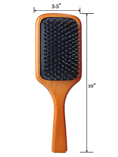 Large Wooden Paddle Hair Brush with Vegan Boar & Nylon Bristles