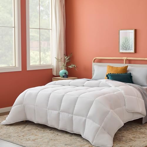 White Down Alternative Comforter with Duvet Loops - King Size All-Season Bedding
