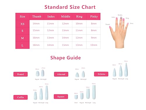 Lovful Verona Handmade Curve Press-On Nails with Crystals, Reusable Square Mid Length 1.7in M