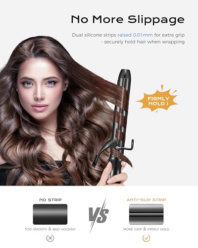 1.25in Double Ceramic Curling Iron by Funbugs – 8in Barrel, 5 Heat Settings, Auto Shut-Off