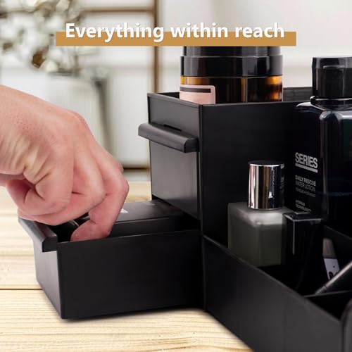 Men's Cologne Organizer with Drawers - Bathroom & Dresser Storage, Black