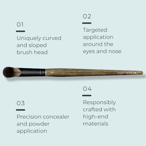 Rose and Ben Beauty C32 Large Concealer Brush - Angled Makeup Tool for Face & Eyes