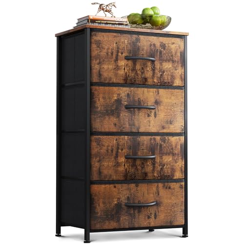 Small Vintage Dresser with 4 Storage Drawers - Compact Bedroom Storage