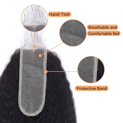 Natural Color 2x6 HD Transparent Lace Closure 12 Inch Kinky Straight Human Hair - Middle Part with Baby Hair