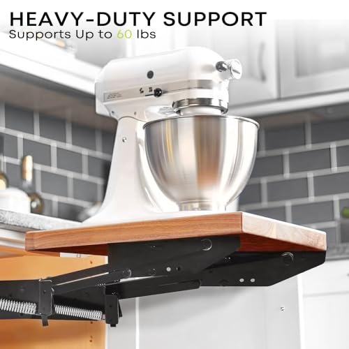 Heavy Duty Appliance Lift for Cabinets Supports Up to 60 lbs - Soft Close Kitchen Organizer