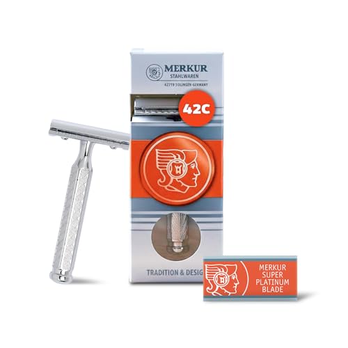 Safety Razor 42C Double Edge Shaver with Hex Handle, German Craftsmanship