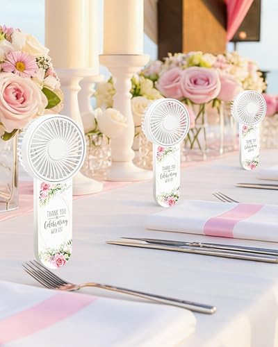 Knsdtsy 50 Pcs Wedding Mini Handheld Fans - Elegant Forest Green, Portable Battery-Powered Favors