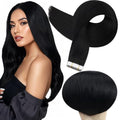 Full Shine Tape-In Human Hair Extensions - Jet Black, 24 Inch, 50G, 20 Pieces - Variation 1