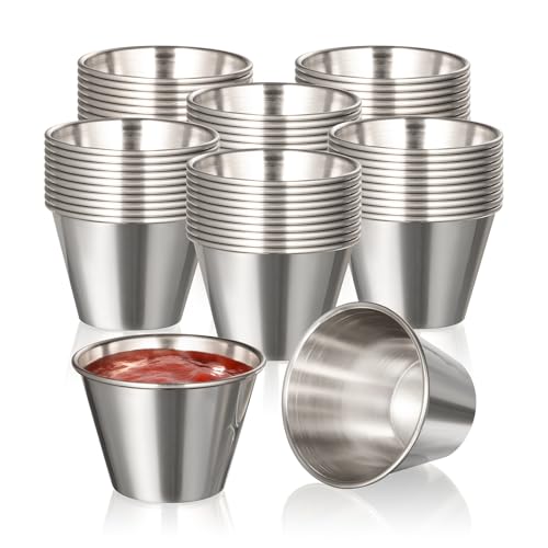 120 Pack Stainless Steel Dipping Sauce Cups 2.5 oz Reusable Condiment Ramekins