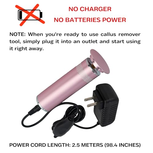 High Power Electric Foot Callus Remover, 2025 Upgrade with 100-inch Extra-Long Cord and 60 Replaceable Sandpaper Discs, Electric Foot File for Cracked Heels and Dead Skin, Rose Pink