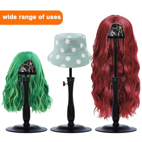 WiZiWi Black Adjustable Wig Stand Holder 12.6-18.5 Inch Dome Design