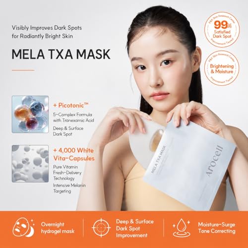 AROCELL Mela TXA Brightening Hydrogel Mask Pack of 12 - Dark Spot & Melasma Care