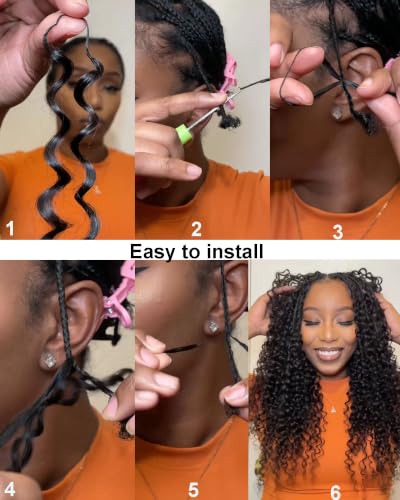LYCSOU 18 Inch Curly Feather Crochet Hair - 100 Strands, Deep Wave, Knotless, 200g, Black Women Protective Style