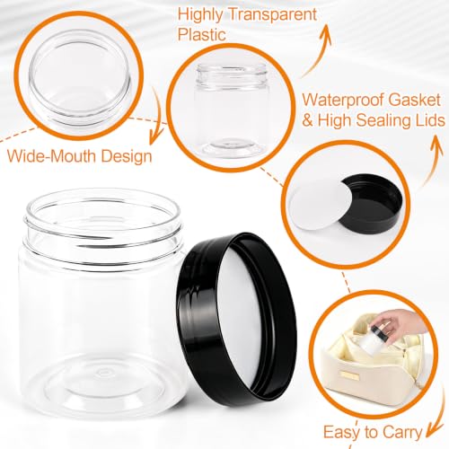 60 Pack 4 Oz Plastic Cosmetic Jars with Lids Labels - Slime & Beauty Storage - Variation of THIS listing