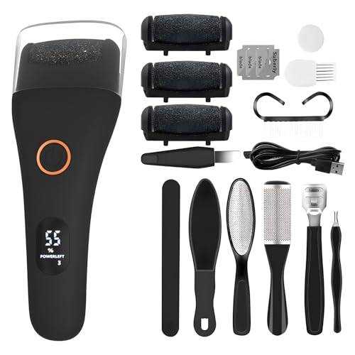 Dermawave Electric Foot File Callus Remover for Feet, Professional Foot Sander Grinder with 60 Sandpaper Discs for Men & Women, Pedicure Tool for Corn Dead Skin Cracked Heel