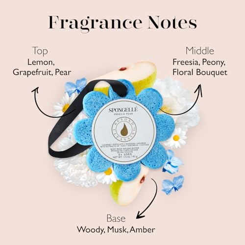 Spongelle Wild Flower Buffer Body Scrubber | Bath & Shower Loofah for Women | Exfoliator with Body Wash Infused Sponge