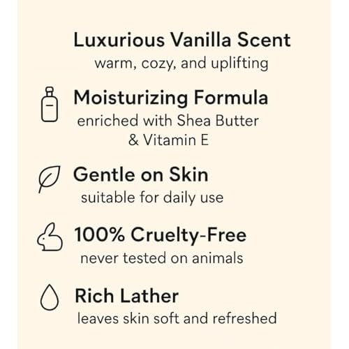 Velvet Nectar Vanilla Party Shower Gel - Vanilla Scented Body Wash with Shea & Vitamin E - Moisturizing and Hydrating 10 Fl oz ? Gently Scented Body Wash for Soft, Glowing Skin
