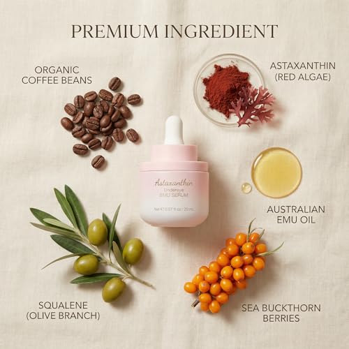 Astaxanthin Eye Serum with Emu Oil - Natural Antioxidant for Radiant Skin