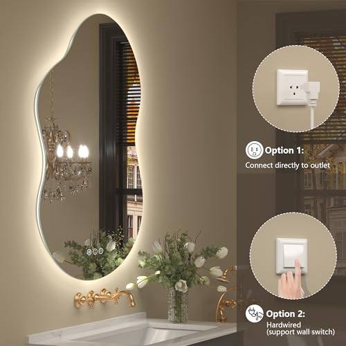 Cloud-Shaped Backlit LED Vanity Mirror with Lights - 36x24 Inches, Cloud Variation