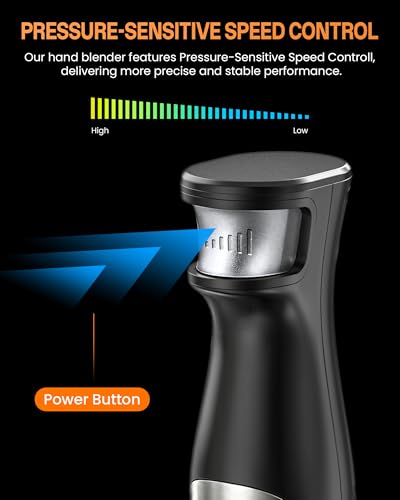 Gavasto Black Immersion Blender with Telescopic Rod & Stepless Speed Control