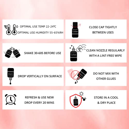 Transparent Eyelash Extension Glue Lash Glue for Eyelash Extensions 1-2 Sec Fast Drying/Retention ?7 Weeks / (0.17fl.oz / 5ml) Maximum Bonding Clear Pink Lash Adhesive Professional USE ONLY