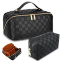 Travel Makeup Bags Set - Large Waterproof Cosmetic Organizer with Handle - Black Variation
