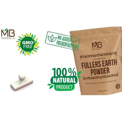 MB Herbals Fullers Earth Powder 8 oz | 227 Gram | Fuller's Earth | Multani Mitti | Bentonite Clay for Face Pack | No Fragrance | No Preservative