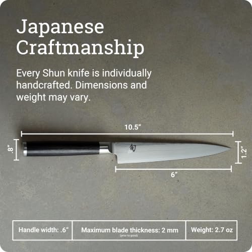Shun Classic 6-Inch Utility Knife - Black Handle, VG-MAX, Damascus 68-Layer