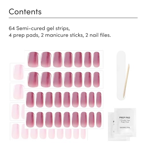 Dashing Diva Glaze Nail Strip Duo - Glazed Collection - Strawberry & Sangria - Long Lasting, Chip Resistant Semi-Cured Gel Nails - Variation: Glazed