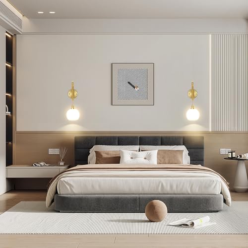 Gold Rechargeable Battery Operated Wall Sconce Set of 2 with RGB & Dimmable Warm White Light - Remote Control