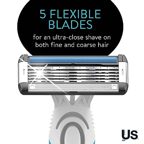 BIC Us. 5-Blade Unisex Disposable Razors For Men and Women, Lubrication Strip For a Smooth, Close Shave, 12-Count