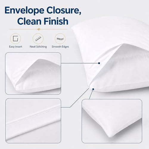 White 48 Pack Standard Pillow Cases with Envelope Closure - Microfiber Bedding