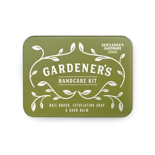 Gentlemen's Hardware Gardener's Handcare Kit Nail Brush, Exfoliating Soap, and Hand Balm Gift Set, 3-Piece, Oak Moss