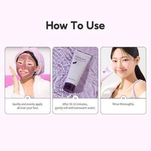 Papa Recipe Eggplant Clearing Mud Cream Mask ? Bentonite & Kaolin Clay Face Mask, Deep Pore Purifying, Balancing & Hydrating Skin, Gentle Exfoliating Korean Mud Mask for Sensitive & Acne-Prone Skin