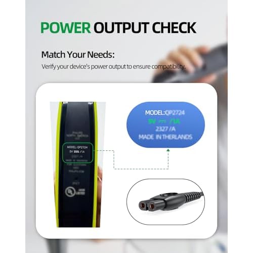 5V Fast Charger Fit for Philips Norelco 2000 2400 3900 2600 3600 5400 5000X 7200 7800 i9000 Series Wet & Dry 3000 5000 7000 Electric Shaver, Model X3001 S3243 X3052 S3341 S5880 X5004 X5006 S7887 S7885