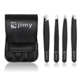 Jimy Eyebrow Tweezers - High Precision Slant Tips Tweezers, Superior Grip, Stainless Steel Tweezers for Women Facial Hair, Sleek Design for Ingrown Hair (Pack Of 4)
