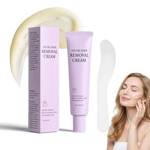 Facial Hair Removal Cream for Women, Gentle Face Hairs Removal Cream for Sensitive Skin, Facial Hair Remover Creams, Depilatory Creams for Face Chin Upper Lip for Smooth Soft Skin, 1.01 fl oz