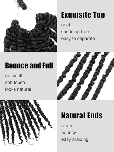 Passion Twist Hair 16 Inch Pre Twisted Crochet Braids - 8 Packs, 1B (Natural Black)