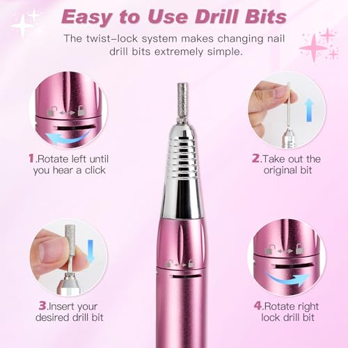 Biutee 5-in-1 Nail Dust Collector Kit with 30000RPM Drill & UV LED Lamp