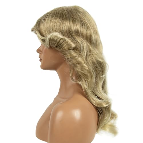 Feathered Wigs for Women - Blonde 70s Vintage Farrah Fawcett Style Long Synthetic Wig for Party Cosplay