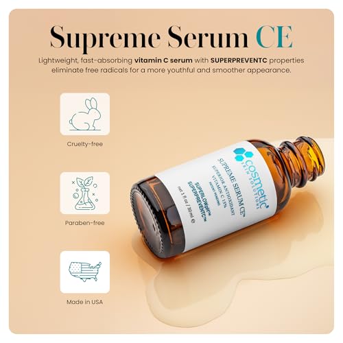 Cosmetic Skin Solutions Supreme Serum CE 1 Fl Oz Vitamin C & E Face Serum, Hydrating & Anti-Aging