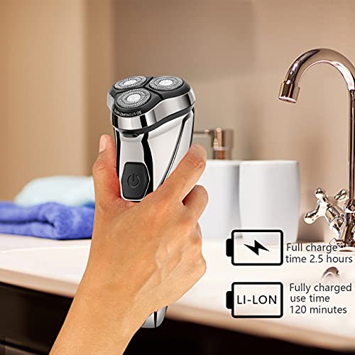 Wireless Waterproof Rotary Electric Razor for Men with Pop-Up Trimmer - Wet & Dry Cordless Shaver