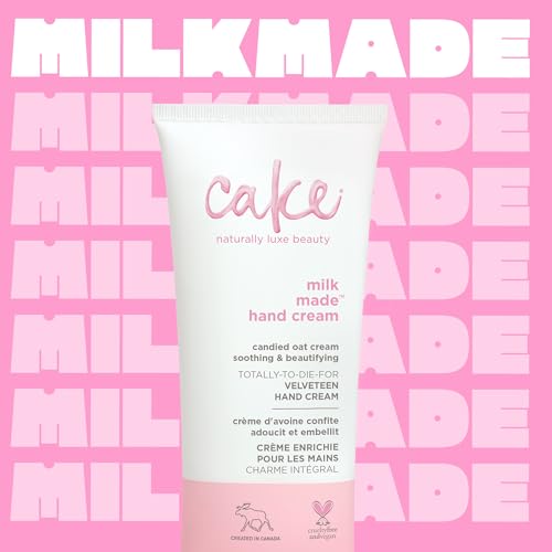 Cake Beauty Velveteen Hand Cream, Milk Made - Soothing, Lightweight Hand Cream - Oat Extract Concentrate, Marshmallow Root Extract & Shea Butter - Travel Sized Hand Cream - 60 Ml