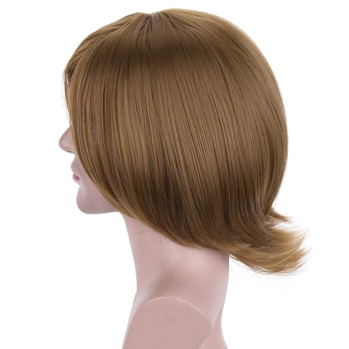 BERON Golden Brown Short Straight Wigs for Men with Side Part, Heat-Resistant Synthetic Hair