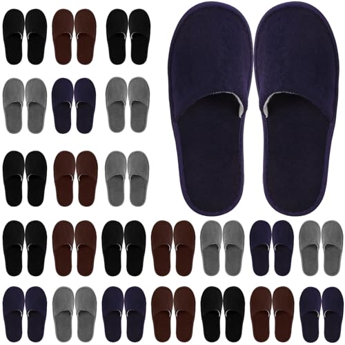 Geyoga Disposable Slippers for Guests Bulk - Medium Dark Colors, 24 Pairs