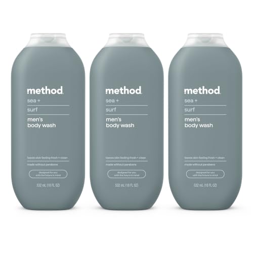 Men’s Body Wash Set - Sea + Surf Scent, 3 Pack, 18 Fl Oz Each - Gentle & Moisturizing