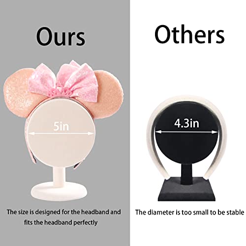 Beige Velvet Headband Holder Organizer for Hair Bands and Ear Jewelry Display - 5 Inch Diameter