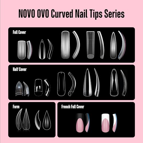 XXL Curved Stiletto Almond French Tip Nail Tips - 240 pcs Full Cover Fake Extensions