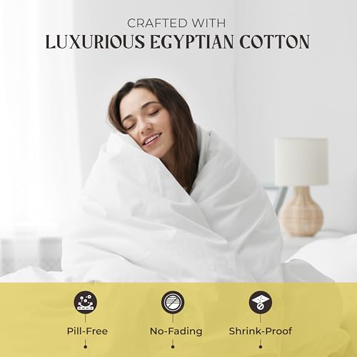 Egyptian Cotton Queen Sheet Set - Bright White, 16" Deep Pockets, Luxury Sateen Weave